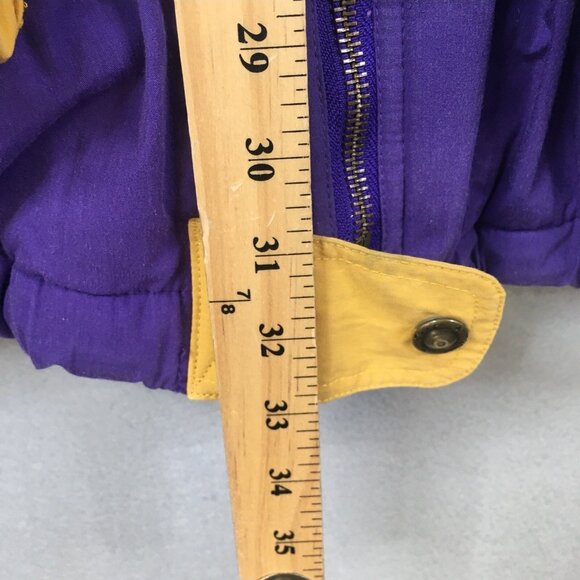 Vintage East West Puffer Coat Womens Medium Purple Yellow Adorondak Ski Jacket - Picture 5 of 16